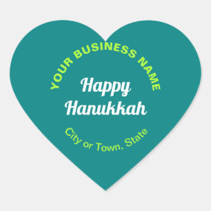 Business Hanukkah Gruß auf Aquamarin grün Herz-Aufkleber