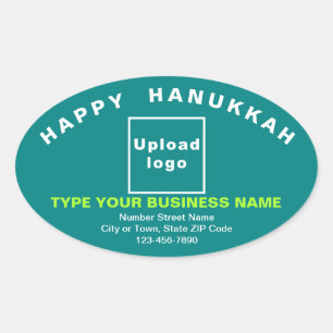Business Hanukkah Gruß auf Aquamarin grün Ovaler Aufkleber