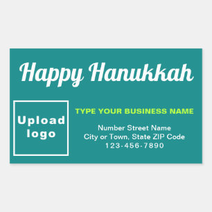 Business Hanukkah Gruß auf Aquamarin grün Rechteckiger Aufkleber