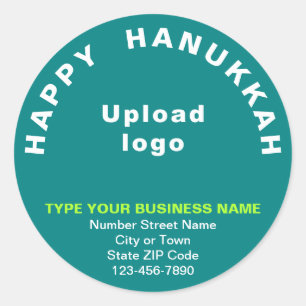 Business Hanukkah Gruß auf Aquamarin grün Runder Aufkleber