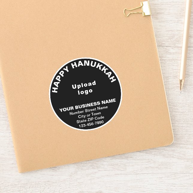 Business Hanukkah Gruß auf Black Round Vinyl Aufkleber (Notizbuch)