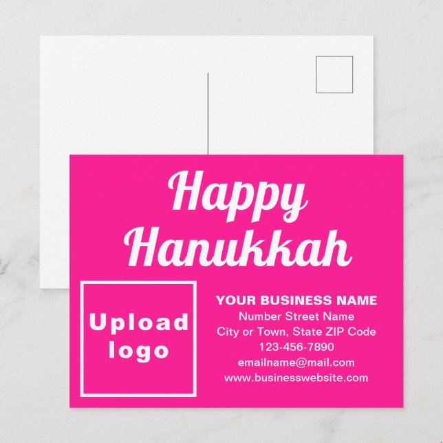 Business Hanukkah Pink Holiday Postkarte (Vorne/Hinten)