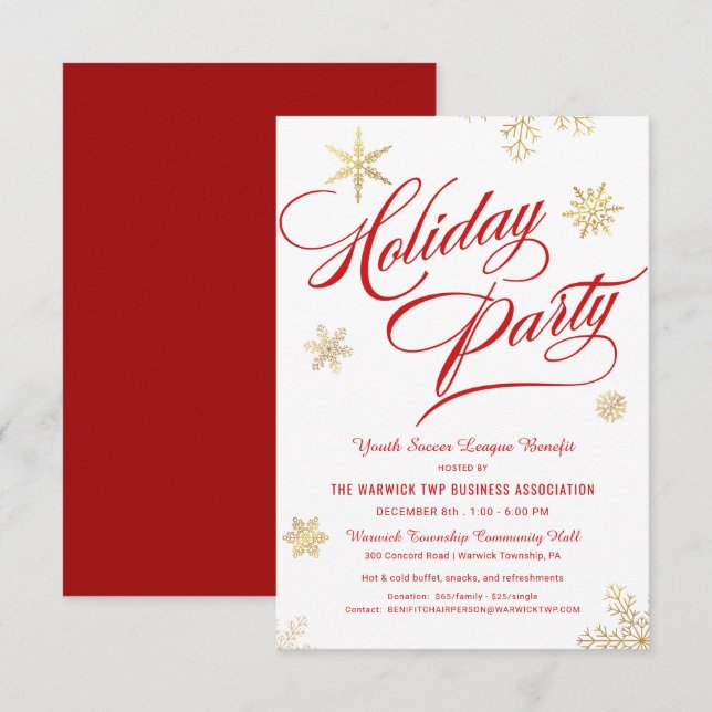 Business Holiday Benefit Fundraiser Snowflakes Einladung (Vorne/Hinten)