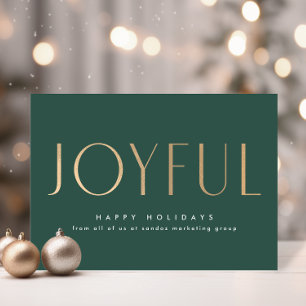 Business Holiday Joyful Simply Green Gold Karte