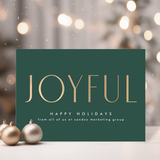 Business Holiday Joyful Simply Green Gold Karte (Business Holiday Joyful Simplicity Green Gold Card)