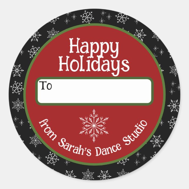 Business Holiday Sticker mit Schneeflocken (Vorderseite)