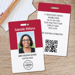 Business ID Foto Security Modernes Red Abzeichen Ausweis