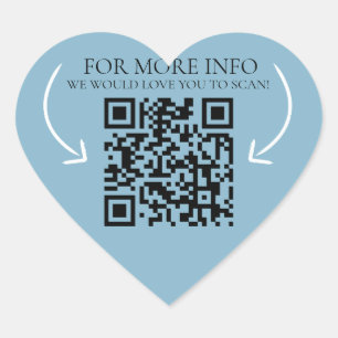 Business Info Website Marketing QR Code blau stumm Herz-Aufkleber
