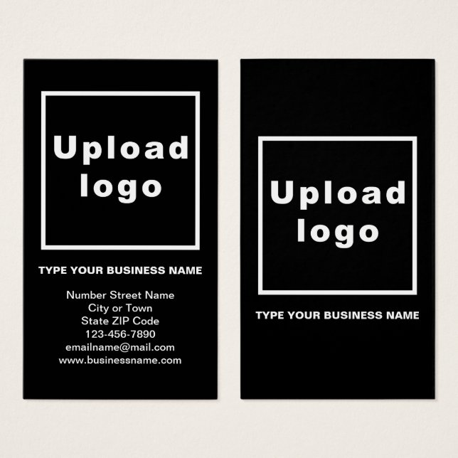 Business Information Black Portrait Rectangle Card (Vorne & Hinten)