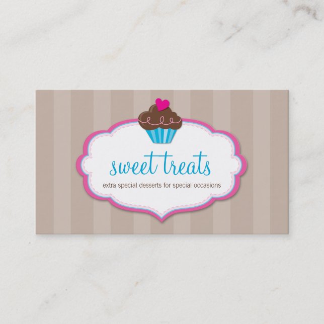 BUSINESS-KARTE niedlicher, fett gemahlener Cupcake Visitenkarte (Vorderseite)