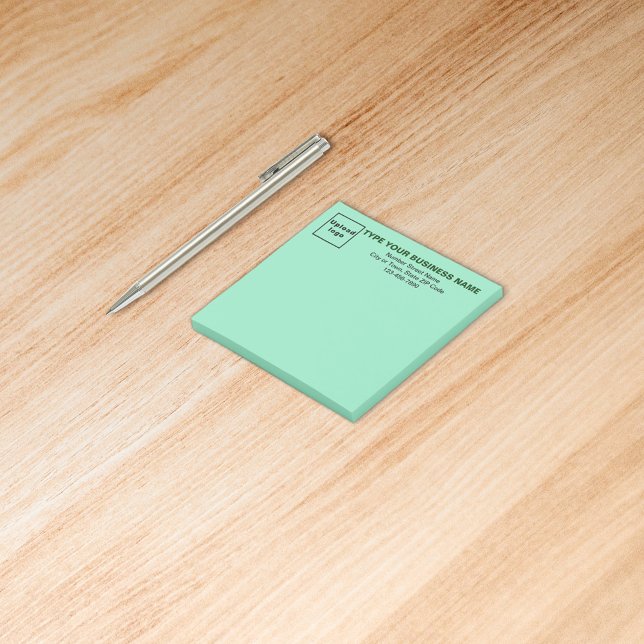 Business Light Aquamarin Square Hinweis Post-it Klebezettel (Build brand name awareness. Your business brand on heading of light teal green square post it note.)
