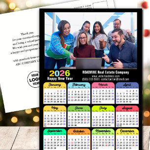 Business-Logo 2025 Kalender Modern Black Colorful Feiertagspostkarte