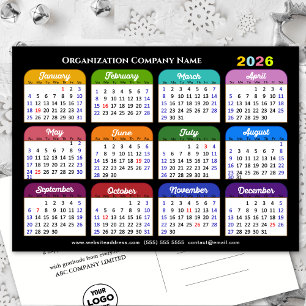Business-Logo 2026 Kalender Modern Black Colorful Feiertagspostkarte