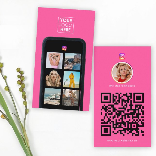 Business-Logo 7 Foto Raster Social Media QR-Code Visitenkarte (Business Logo 7 Photo Grid Social Media QR Code Business Card)