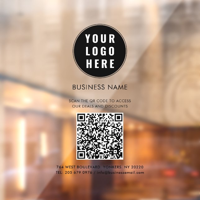 Business Logo and QR Code Custom Fensteraufkleber (Blatt 2)