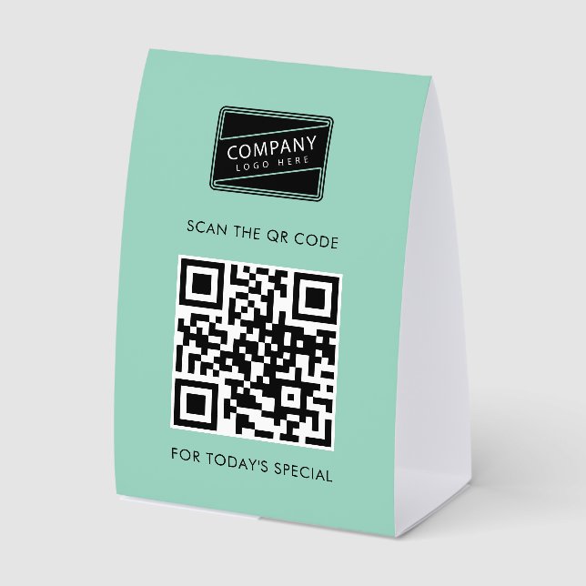 Business Logo and QR Code Custom Tischaufsteller (Vorderseite)