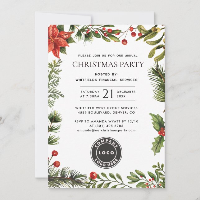 Business Logo Annual Corporate Christmas Party Einladung (Vorderseite)