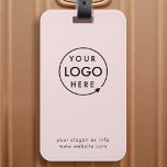 Business Logo Blush Pink | Travel Gepäckanhänger<br><div class="desc">Ein einfaches custom blush pink business luggage tag template in modern minimalist style which can be easily updated with your company logo,  slogan and business details. #luggagetag #logo #business #travel</div>