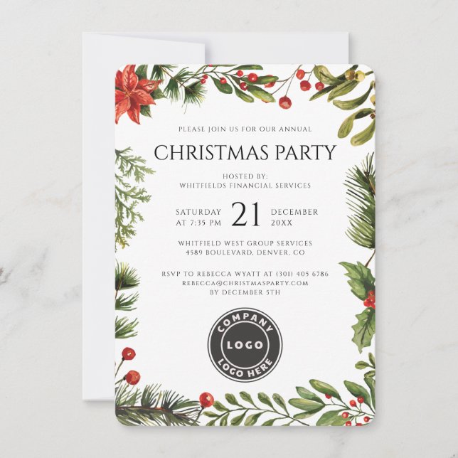 Business Logo Christmas Holiday Party Einladung (Vorderseite)
