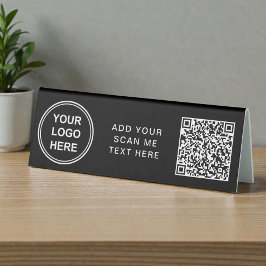Business Logo Create Your QR Code Black Horizontal Tischaufsteller