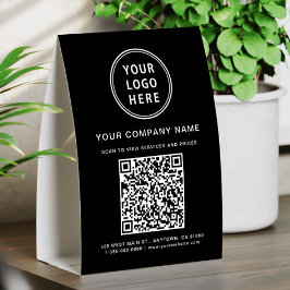 Business Logo Create Your QR Code Black Tischaufsteller