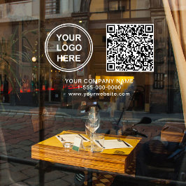 Business Logo Create Your QR Code Horizontal Fensteraufkleber