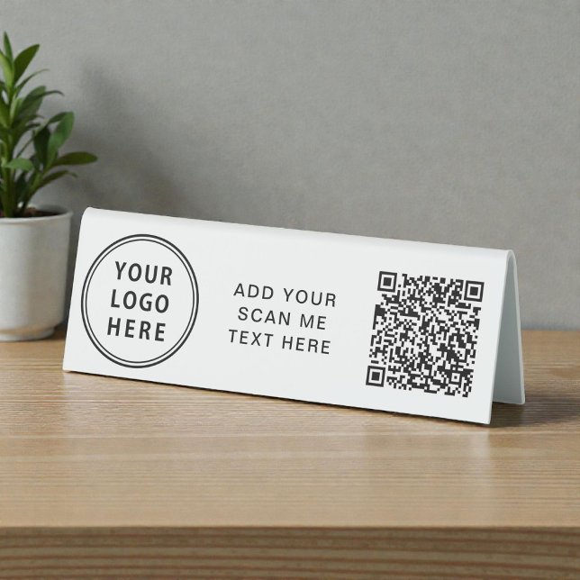 Business Logo Create Your QR Code Horizontal Tischaufsteller (Business Logo Create Your QR Code Horizontal Table Tent)