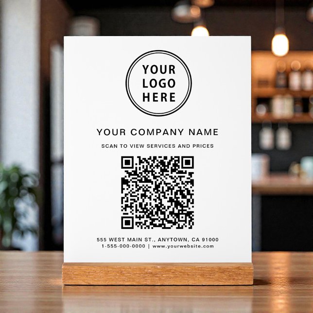 Business Logo Create Your QR Code White Acrylschild (Business Logo Create Your QR Code White Acrylic Sign)