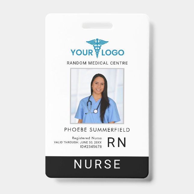 Business Logo Employees Photo ID Barcode Custom Ausweis (Front)