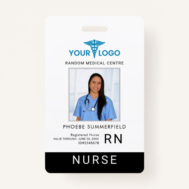 Business Logo Employees Photo ID Barcode Custom Ausweis (Vorderseite)