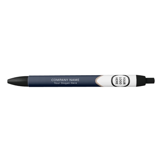Business Logo Executive Corporate Navy Gold Kugelschreiber (Vorderseite)