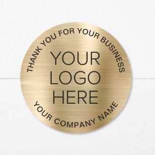 Business Logo Gold Vielen Dank Runder Aufkleber