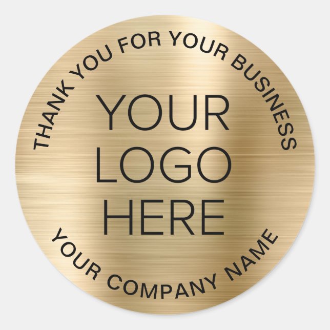 Business Logo Gold Vielen Dank Runder Aufkleber (Vorderseite)