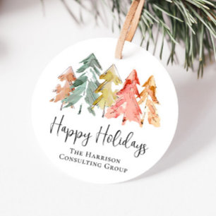 Business Logo Happy Holidays Watercolor Corporate Geschenkanhänger