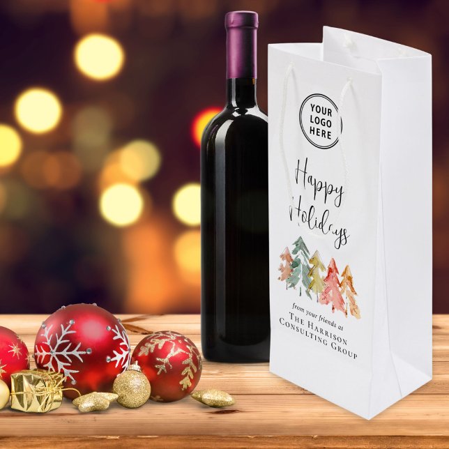 Business Logo Happy Holidays Weihnachten Geschenktüte Für Weinflaschen (Von Creator hochgeladen)