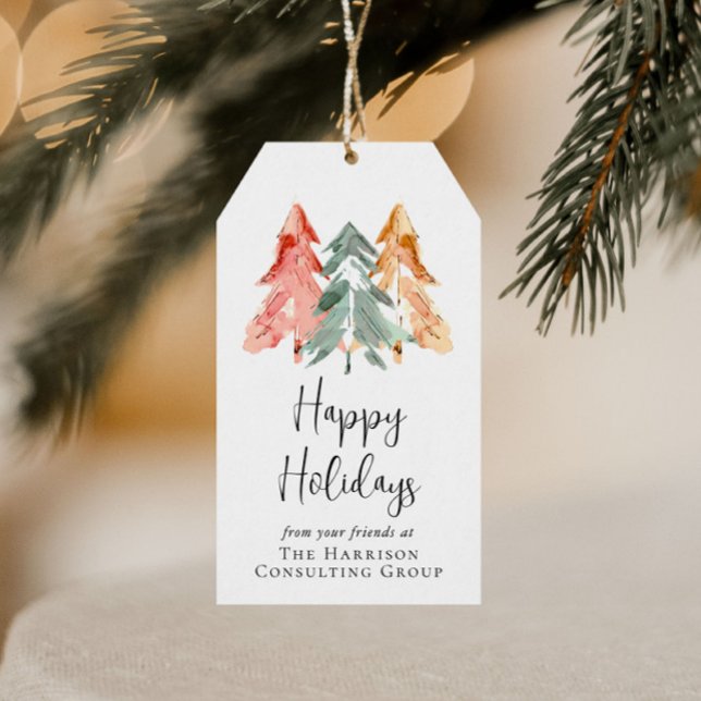 Business Logo Happy Holidays Weihnachten Wasserfar Geschenkanhänger (Von Creator hochgeladen)