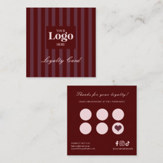Business Logo Luxury Burgundy Stripes Cafe Treuekarte