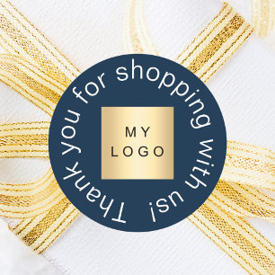 Business Logo Marine blau Vielen Dank Runder Aufkleber