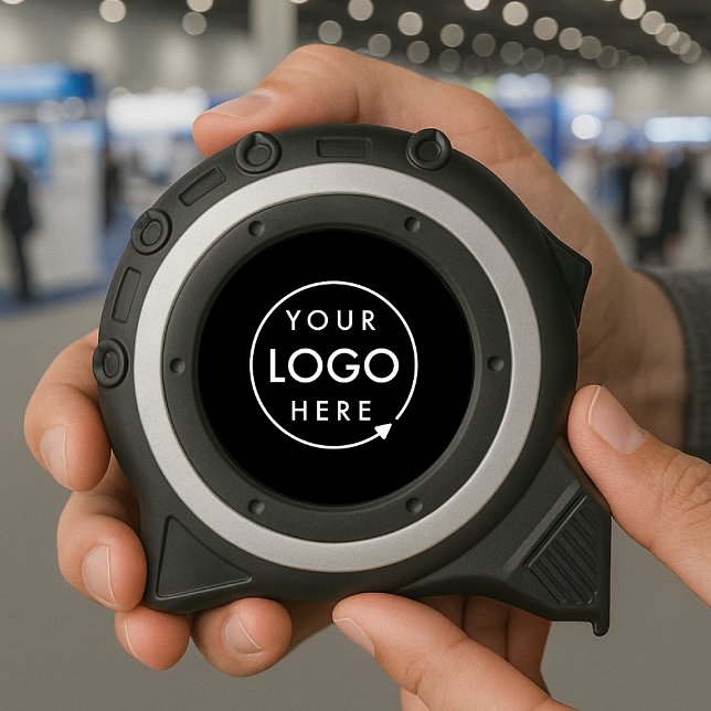 Business-Logo Minimal Stilvoll Beruflich Maßband (Sleek black company branded professional tape measures for business promotion & swag.)