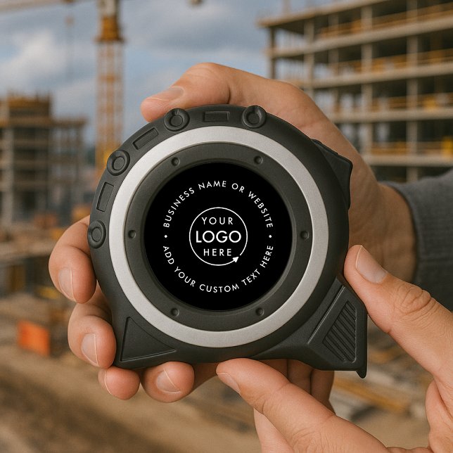Business-Logo Minimal Stilvoll Beruflich Maßband (Sleek black company branded professional tape measures for business promotion & swag.)