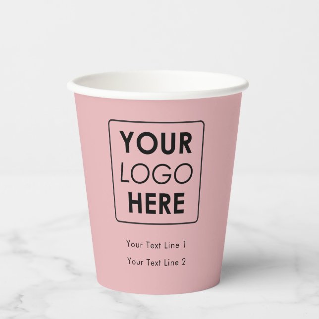 Business Logo Modern Professional Simple Pink Pappbecher (Vorderseite)