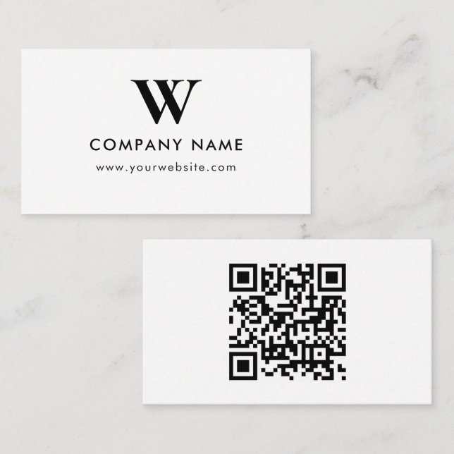 Business Logo Monogram Scannable Website Visitenkarte (Vorne/Hinten)