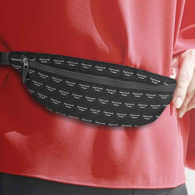 Business-Logo Nahtloses Muster auf Black Fanny Pac Bauchtasche (Business logo seamless pattern on black fanny pack)