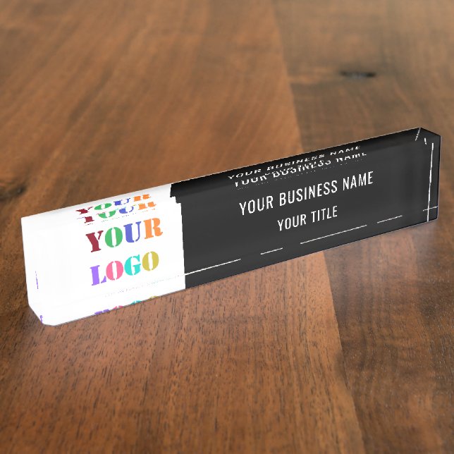 Business Logo Name Title Info Desk Name Plate Namensplakette (Seite)