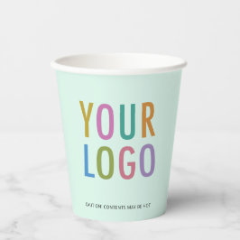 Business Logo Paper Cups Custom Mint Green 8 oz Pappbecher