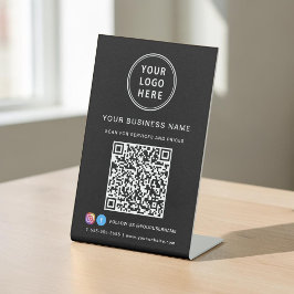 Business-Logo-Prüfung QR-Code Social Media Black Sockelschild