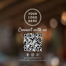 Business Logo QR Code Connect With Us White Fensteraufkleber