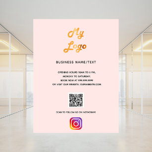 Business-Logo qr Code Instagramm Rose Gold Poster