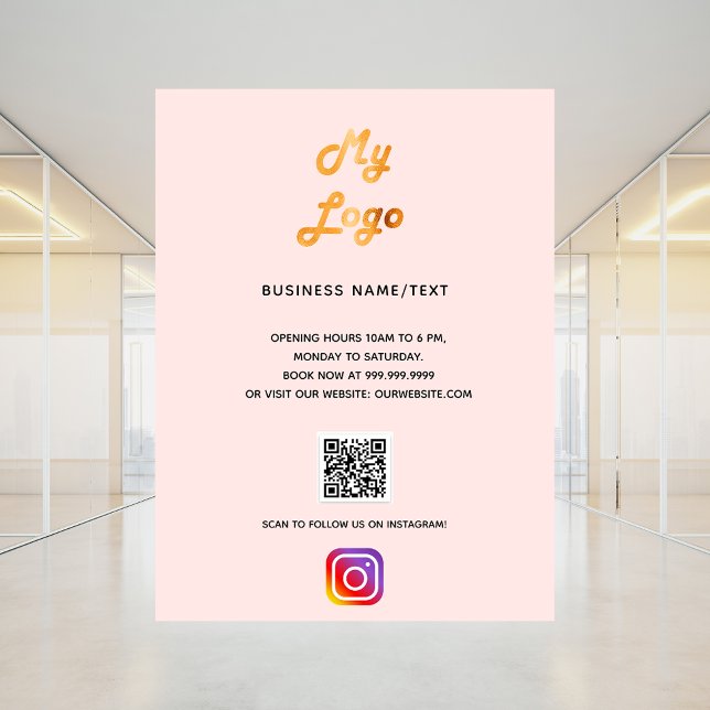 Business-Logo qr Code Instagramm Rose Gold Poster (Von Creator hochgeladen)