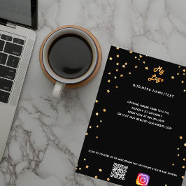 Business Logo qr Code Instagramm schwarze goldene  Flyer